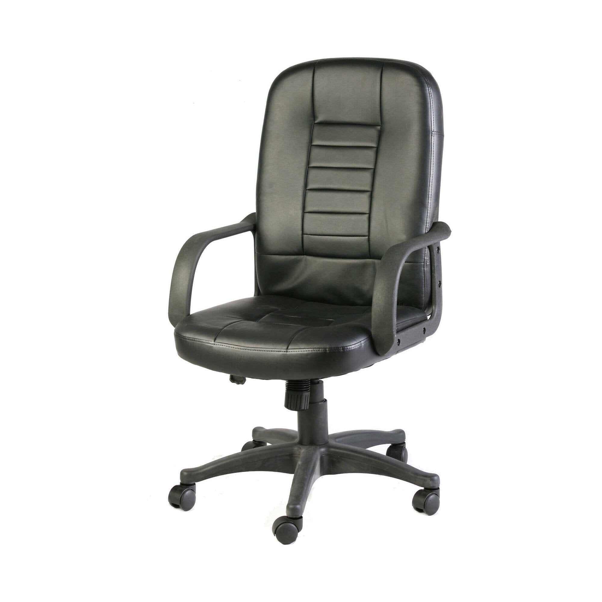 Sedia da ufficio Ogni, Poltrona direzionale con braccioli, Sedia ergonomica da ufficio, Nero, 56x59h104/114 cm