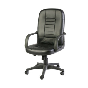 Sedia da ufficio Ogni, Poltrona direzionale con braccioli, Sedia ergonomica da ufficio, Nero, 56x59h104/114 cm