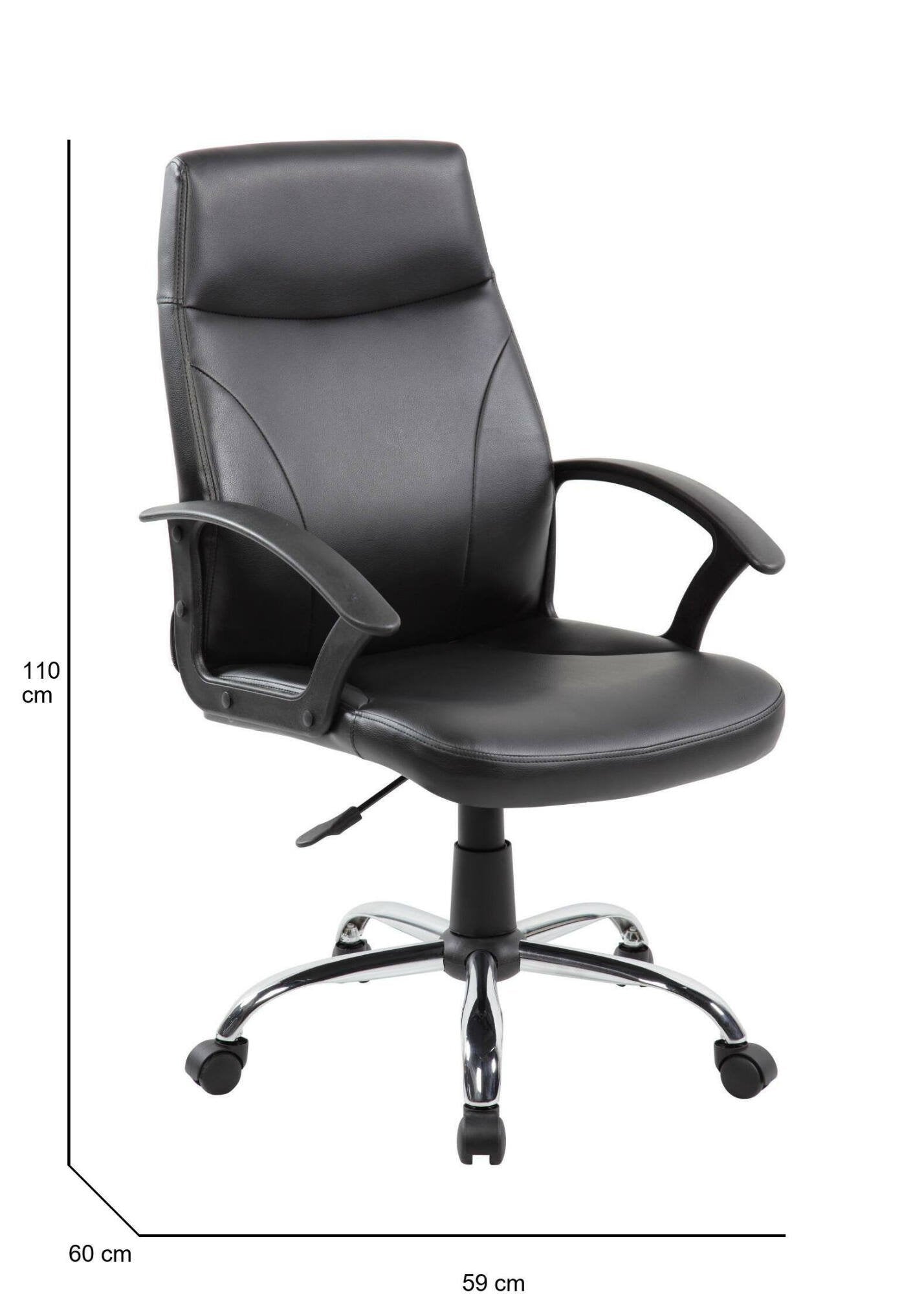 Sedia da ufficio Triangolo, Poltrona direzionale con braccioli, Sedia ergonomica da ufficio, Nero, 60x59h100/110 cm