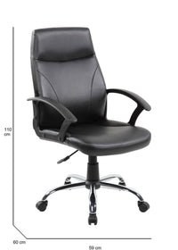 Sedia da ufficio Triangolo, Poltrona direzionale con braccioli, Sedia ergonomica da ufficio, Nero, 60x59h100/110 cm