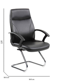 Sedia da ufficio Triangolo, Poltrona direzionale con braccioli, Sedia ergonomica da ufficio, Nero, 60x59h95, cm