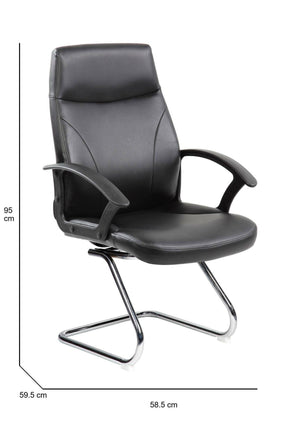 Sedia da ufficio Triangolo, Poltrona direzionale con braccioli, Sedia ergonomica da ufficio, Nero, 60x59h95, cm