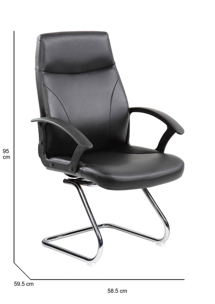 Sedia da ufficio Triangolo, Poltrona direzionale con braccioli, Sedia ergonomica da ufficio, Nero, 60x59h95, cm