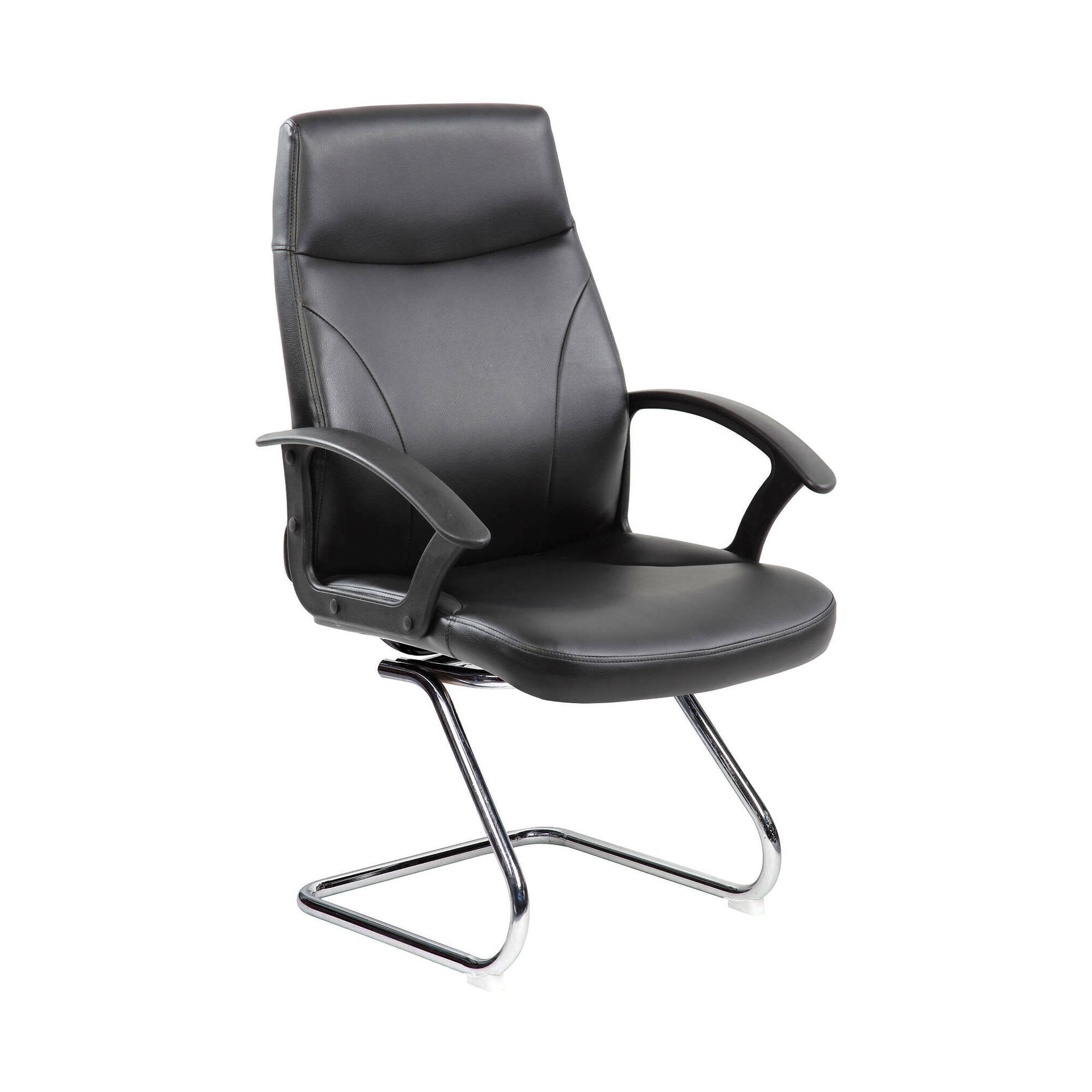 Sedia da ufficio Triangolo, Poltrona direzionale con braccioli, Sedia ergonomica da ufficio, Nero, 60x59h95, cm