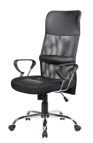 Sedia da ufficio Ateleta, Poltrona presidenziale con braccioli, Sedia ergonomica da ufficio, 56x61h111/121 cm, Nero