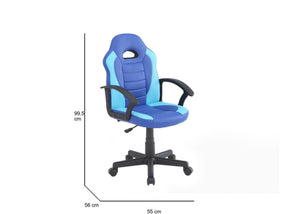 Sedia da gaming Miranda, Poltrona da gaming ragazzo, Sedia da scrivania, 56x55h89/100 cm, Blu e Azzurro