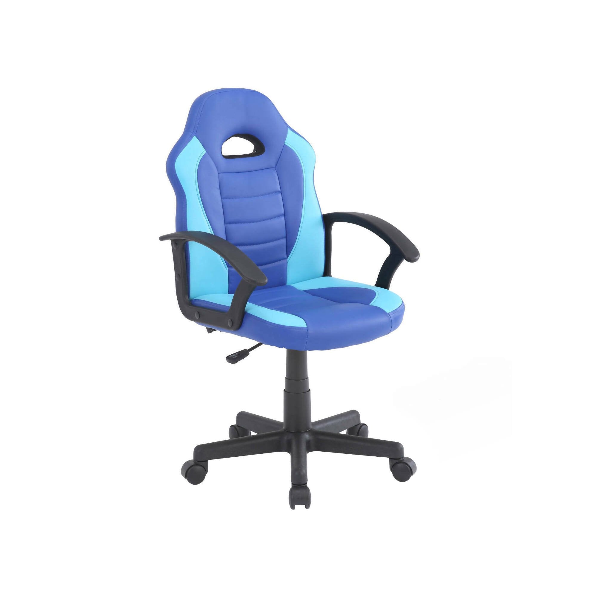 Sedia da gaming Miranda, Poltrona da gaming ragazzo, Sedia da scrivania, 56x55h89/100 cm, Blu e Azzurro
