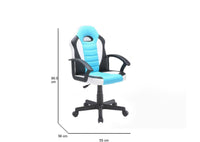 Sedia da gaming Miranda, Poltrona da gaming ragazzo, Sedia da scrivania, 56x55h89/100 cm, Azzurro e Bianco