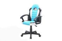 Sedia da gaming Miranda, Poltrona da gaming ragazzo, Sedia da scrivania, 56x55h89/100 cm, Azzurro e Bianco
