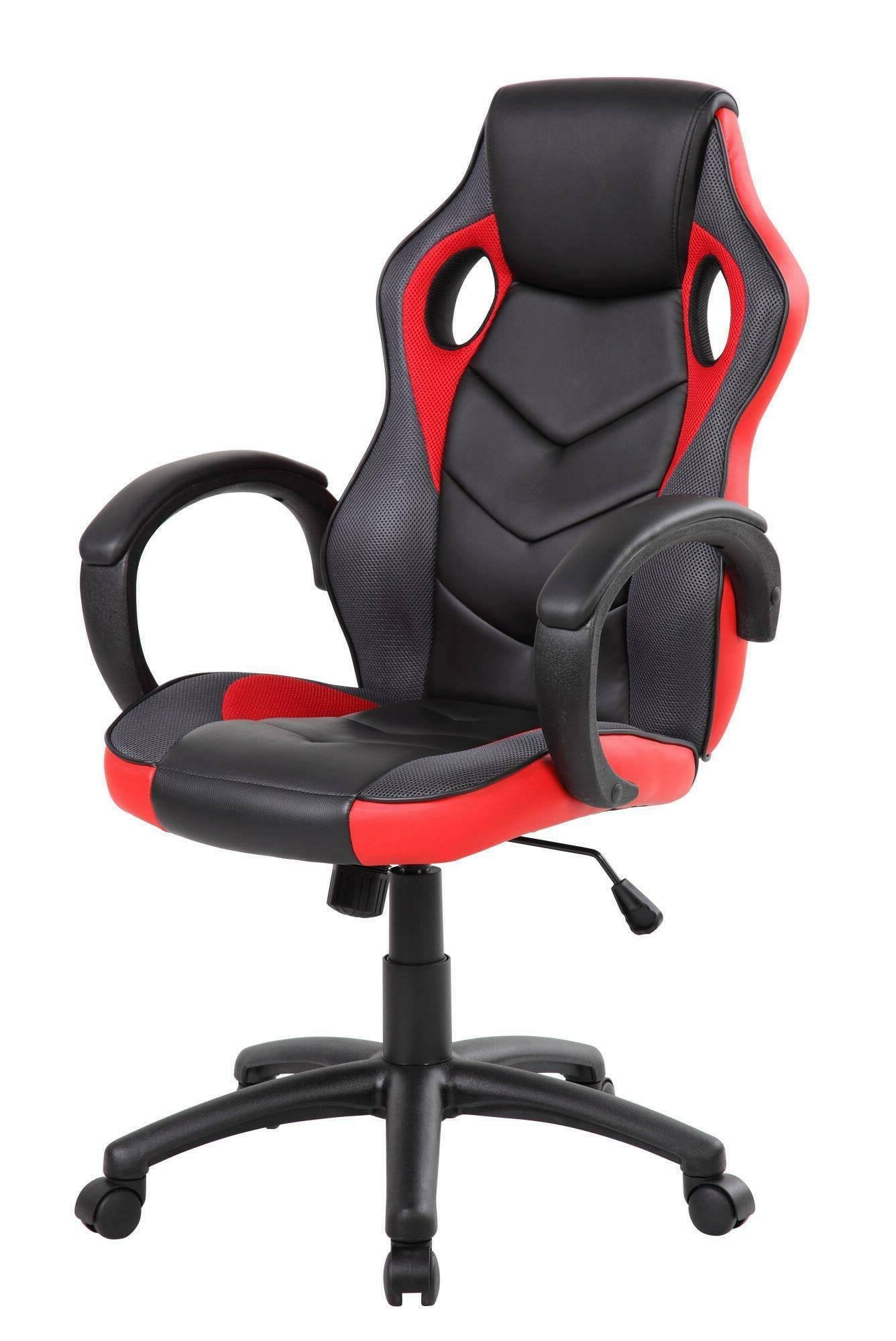 Sedia da gaming Urbana, Poltrona da gaming adulto, Sedia da scrivania, 66x61h104/114 cm, Nero e Rosso