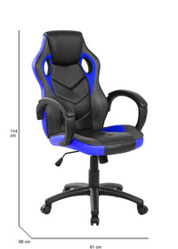 Sedia da gaming Urbana, Poltrona da gaming adulto, Sedia da scrivania, 66x61h104/114 cm, Nero e Blu