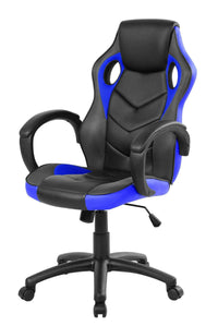 Sedia da gaming Urbana, Poltrona da gaming adulto, Sedia da scrivania, 66x61h104/114 cm, Nero e Blu