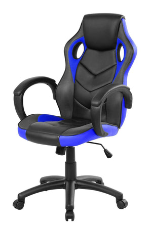 Sedia da gaming Urbana, Poltrona da gaming adulto, Sedia da scrivania, 66x61h104/114 cm, Nero e Blu