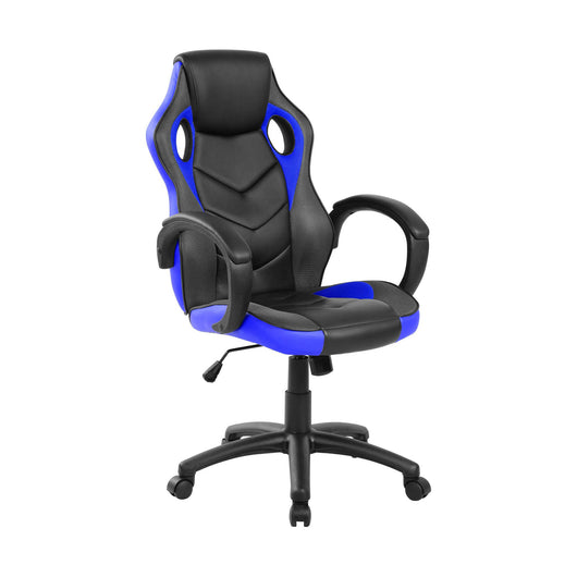 Sedia da gaming Urbana, Poltrona da gaming adulto, Sedia da scrivania, 66x61h104/114 cm, Nero e Blu