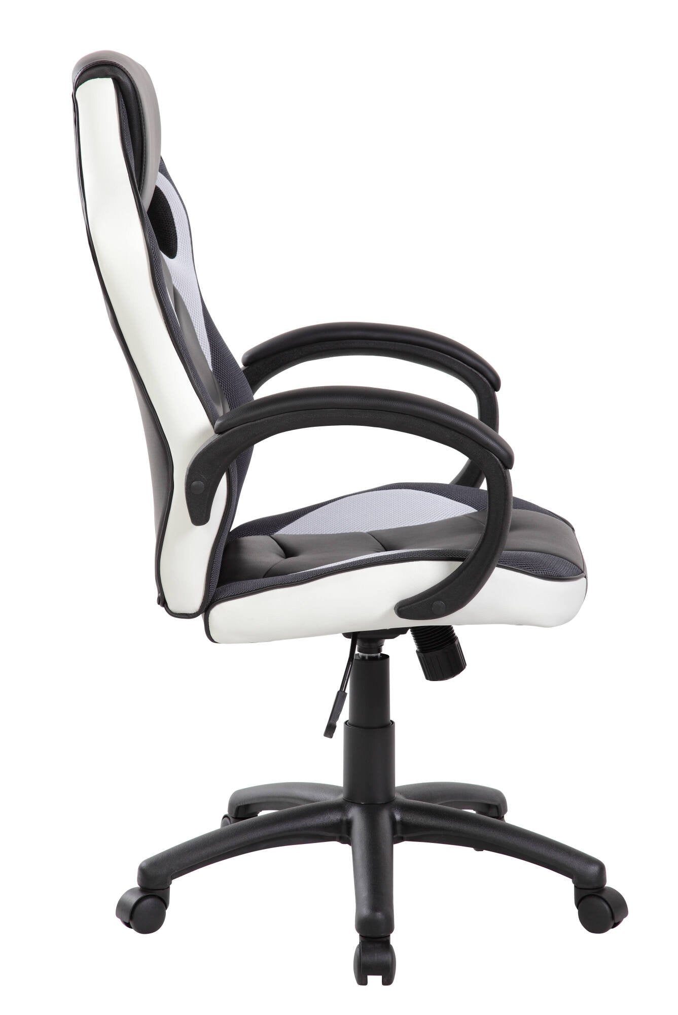 Sedia da gaming Urbana, Poltrona da gaming adulto, Sedia da scrivania, 66x61h104/114 cm, Nero e Bianco