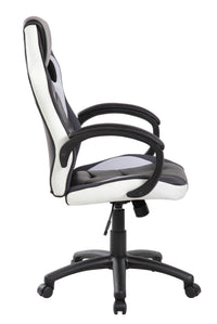 Sedia da gaming Urbana, Poltrona da gaming adulto, Sedia da scrivania, 66x61h104/114 cm, Nero e Bianco