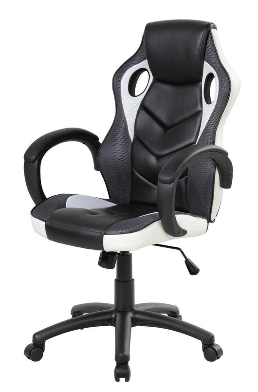 Sedia da gaming Urbana, Poltrona da gaming adulto, Sedia da scrivania, 66x61h104/114 cm, Nero e Bianco
