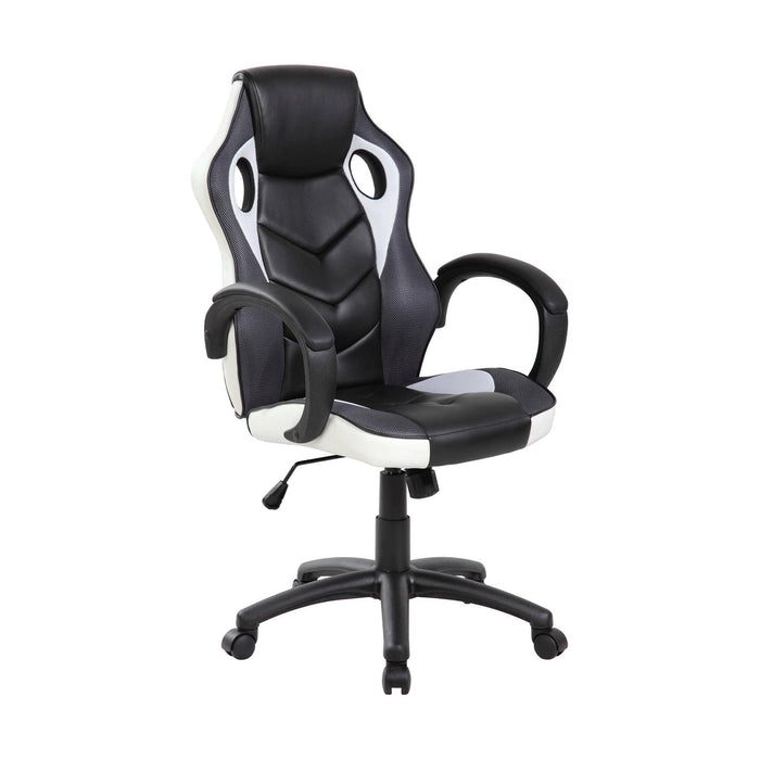 Sedia da gaming Urbana, Poltrona da gaming adulto, Sedia da scrivania, 66x61h104/114 cm, Nero e Bianco