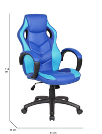 Sedia da gaming Urbana, Poltrona da gaming adulto, Sedia da scrivania, 66x61h104/114 cm, Blu e Azzurro