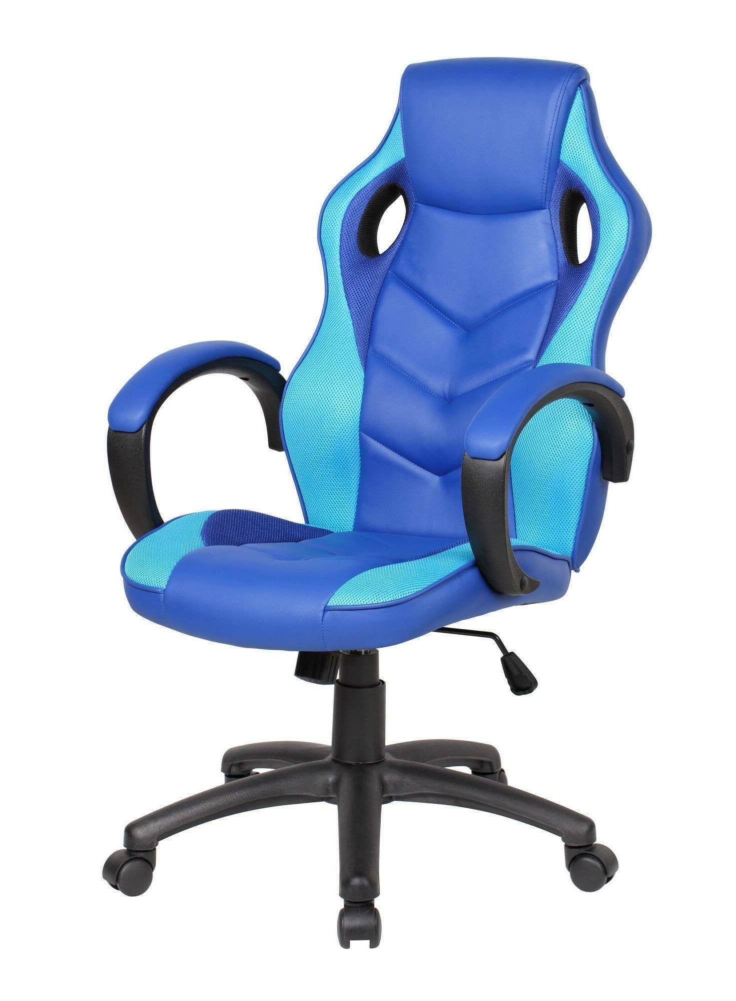 Sedia da gaming Urbana, Poltrona da gaming adulto, Sedia da scrivania, 66x61h104/114 cm, Blu e Azzurro