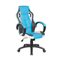 Sedia da gaming Urbana, Poltrona da gaming adulto, Sedia da scrivania, 66x61h104/114 cm, Azzurro e Bianco