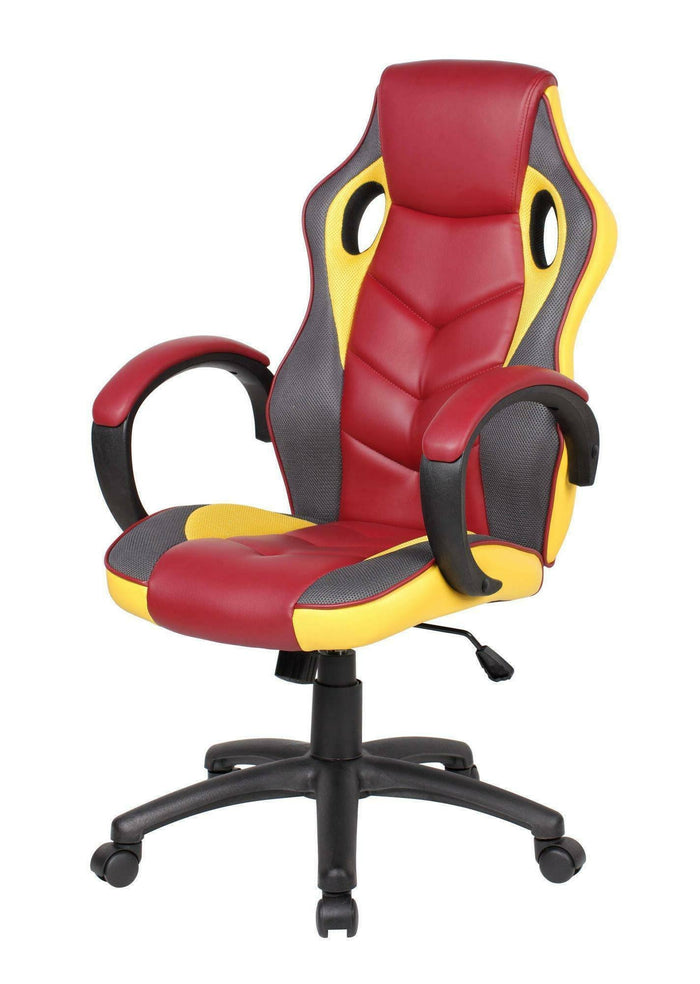 Sedia da gaming Urbana, Poltrona da gaming adulto, Sedia da scrivania, 66x61h104/114 cm, Rosso e Giallo
