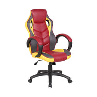 Sedia da gaming Urbana, Poltrona da gaming adulto, Sedia da scrivania, 66x61h104/114 cm, Rosso e Giallo