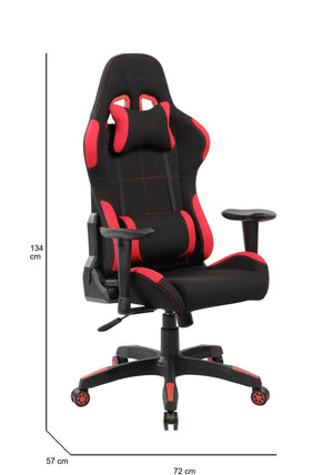 Sedia da gaming Mindy, Poltrona da gaming adulto, Sedia da scrivania, 57x72h124/134 cm, Nero e Rosso