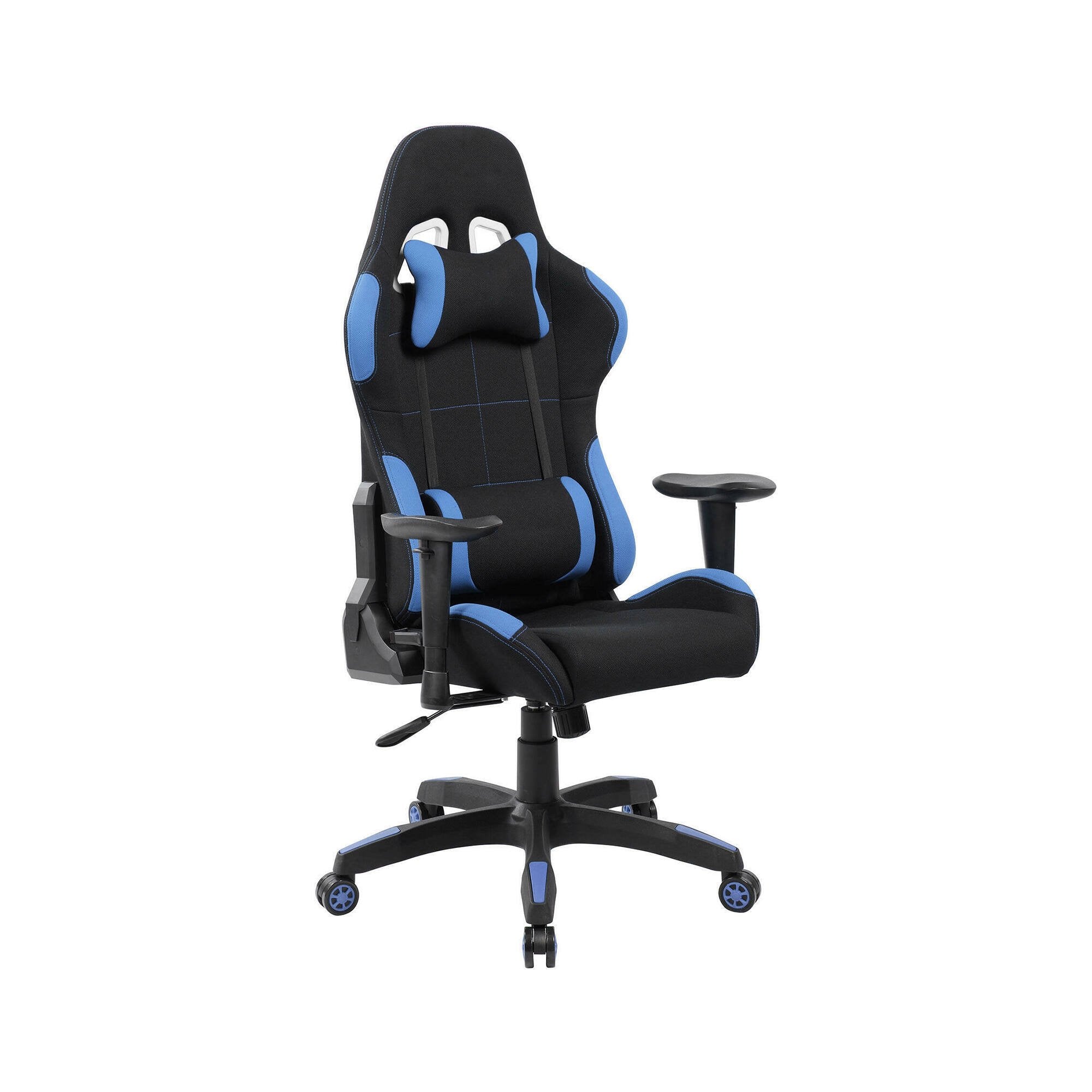 Sedia da gaming Mindy, Poltrona da gaming adulto, Sedia da scrivania, 57x72h124/134 cm, Nero e Blu