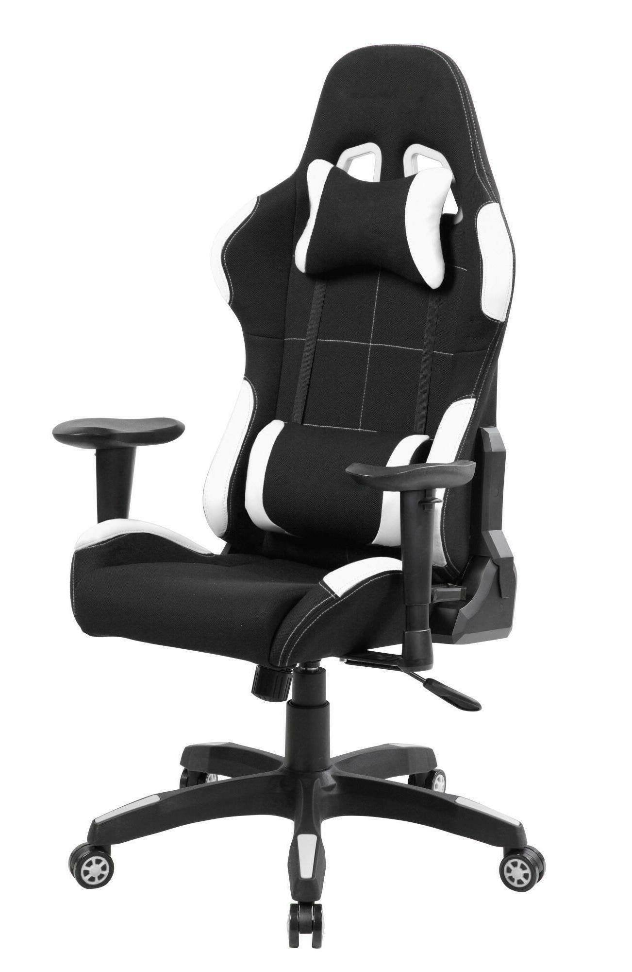 Sedia da gaming Mindy, Poltrona da gaming adulto, Sedia da scrivania, 57x72h124/134 cm, Nero e Bianco