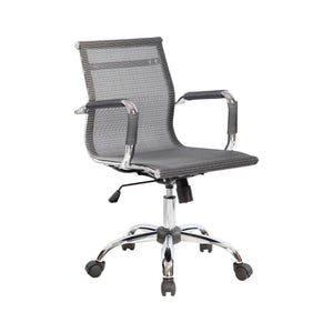 Sedia da ufficio Dmannin, Poltrona direzionale con braccioli, Sedia ergonomica da ufficio, Grigio, 62x54h92/102 cm