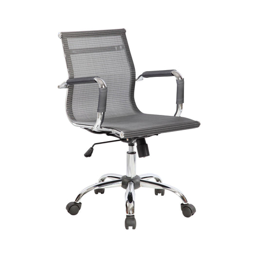 Sedia da ufficio Dmannin, Poltrona direzionale con braccioli, Sedia ergonomica da ufficio, Grigio, 62x54h92/102 cm