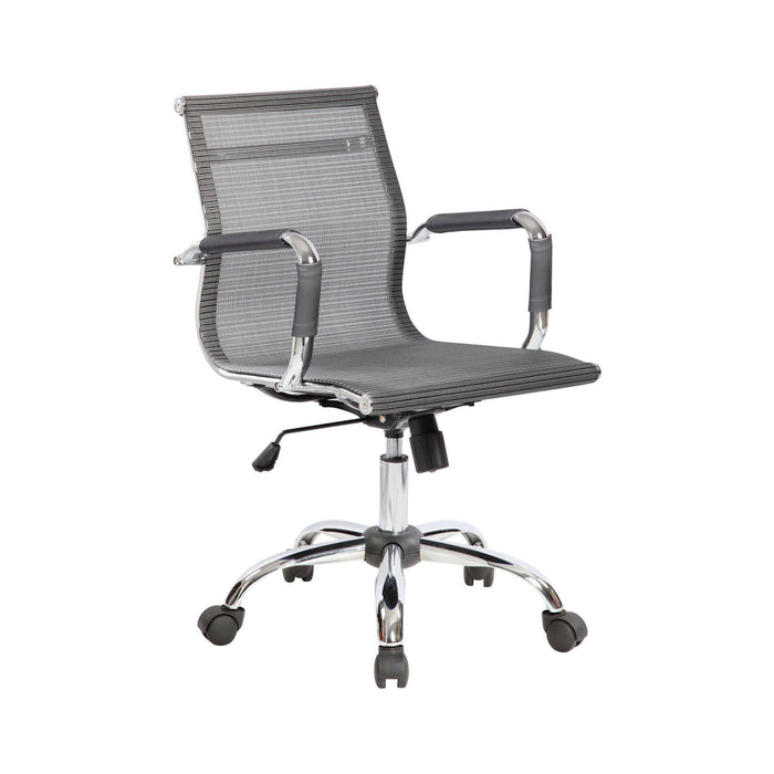 Sedia da ufficio Dmannin, Poltrona direzionale con braccioli, Sedia ergonomica da ufficio, Grigio, 62x54h92/102 cm