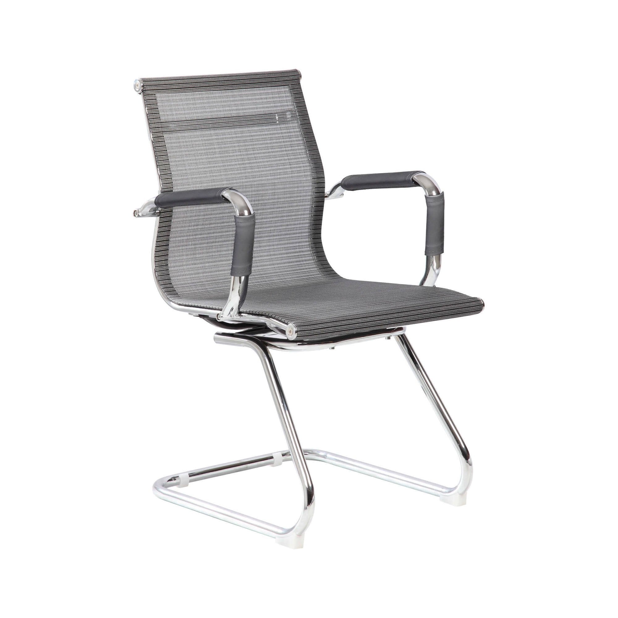 Sedia da ufficio Dgoldon, Seduta sala da attesa per ufficio con braccioli, Seduta ergonomica da attesa, 62x54h89 cm, Grigio