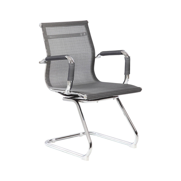 Sedia da ufficio Dgoldon, Seduta sala da attesa per ufficio con braccioli, Seduta ergonomica da attesa, 62x54h89 cm, Grigio