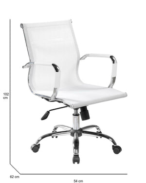 Sedia da ufficio Dfrosi, Poltrona direzionale con braccioli, Sedia ergonomica da ufficio, Bianco, 62x54h92/102 cm