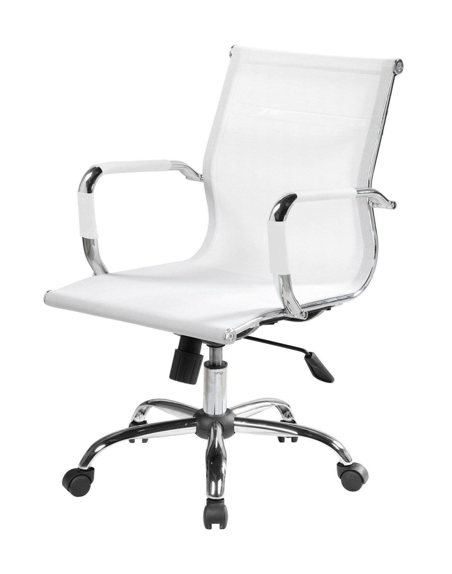 Sedia da ufficio Dfrosi, Poltrona direzionale con braccioli, Sedia ergonomica da ufficio, Bianco, 62x54h92/102 cm