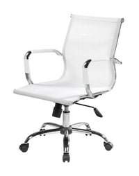 Sedia da ufficio Dfrosi, Poltrona direzionale con braccioli, Sedia ergonomica da ufficio, Bianco, 62x54h92/102 cm