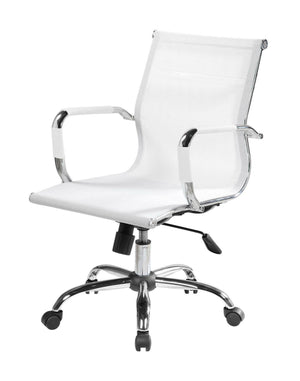 Sedia da ufficio Dfrosi, Poltrona direzionale con braccioli, Sedia ergonomica da ufficio, Bianco, 62x54h92/102 cm