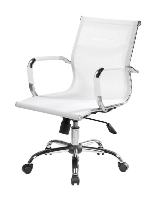 Sedia da ufficio Dfrosi, Poltrona direzionale con braccioli, Sedia ergonomica da ufficio, Bianco, 62x54h92/102 cm