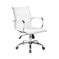 Sedia da ufficio Dfrosi, Poltrona direzionale con braccioli, Sedia ergonomica da ufficio, Bianco, 62x54h92/102 cm