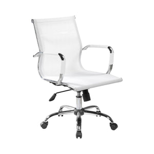 Sedia da ufficio Dfrosi, Poltrona direzionale con braccioli, Sedia ergonomica da ufficio, Bianco, 62x54h92/102 cm
