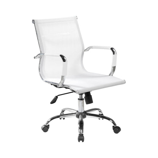 Sedia da ufficio Dfrosi, Poltrona direzionale con braccioli, Sedia ergonomica da ufficio, Bianco, 62x54h92/102 cm