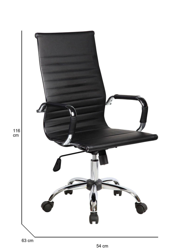 Poltrona da Ufficio Milton, Sedia con Ruote Regolabile, Nero