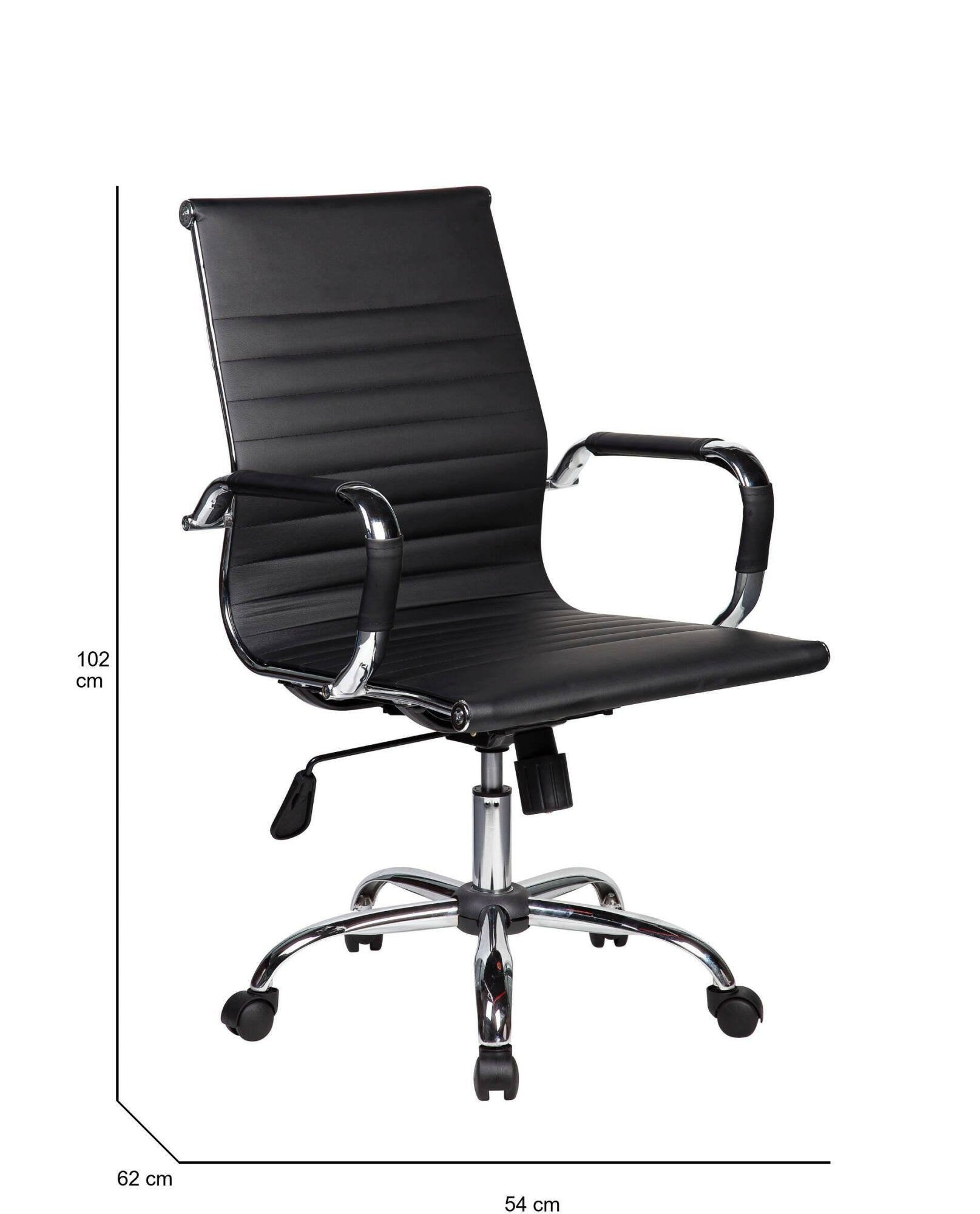 Poltrona da Ufficio Milton, Sedia con Ruote Regolabile, Nero