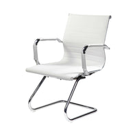 Sedia da ufficio Dfusett, Sedute sala da attesa con braccioli per ufficio, Seduta ergonomica da attesa, 62x54h89 cm, Bianco