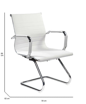 Sedia da ufficio Dfusett, Sedute sala da attesa con braccioli per ufficio, Seduta ergonomica da attesa, 62x54h89 cm, Bianco