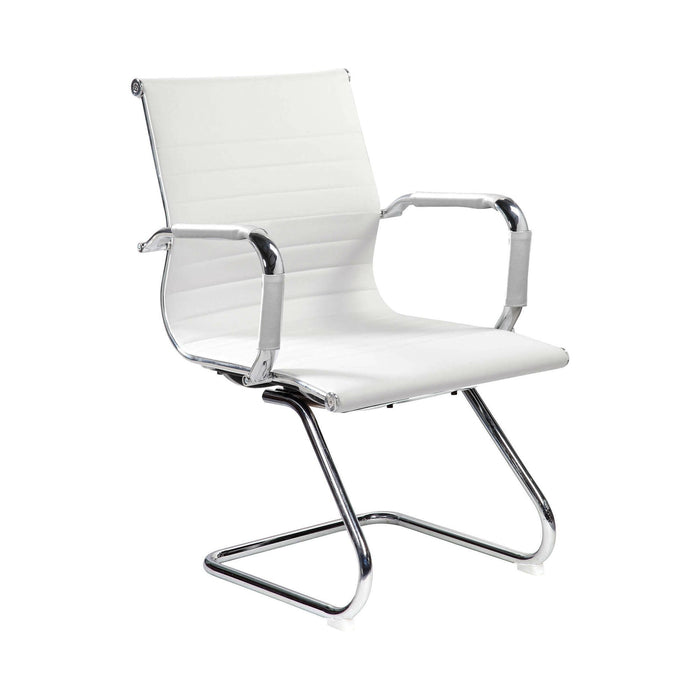 Sedia da ufficio Dfusett, Sedute sala da attesa con braccioli per ufficio, Seduta ergonomica da attesa, 62x54h89 cm, Bianco