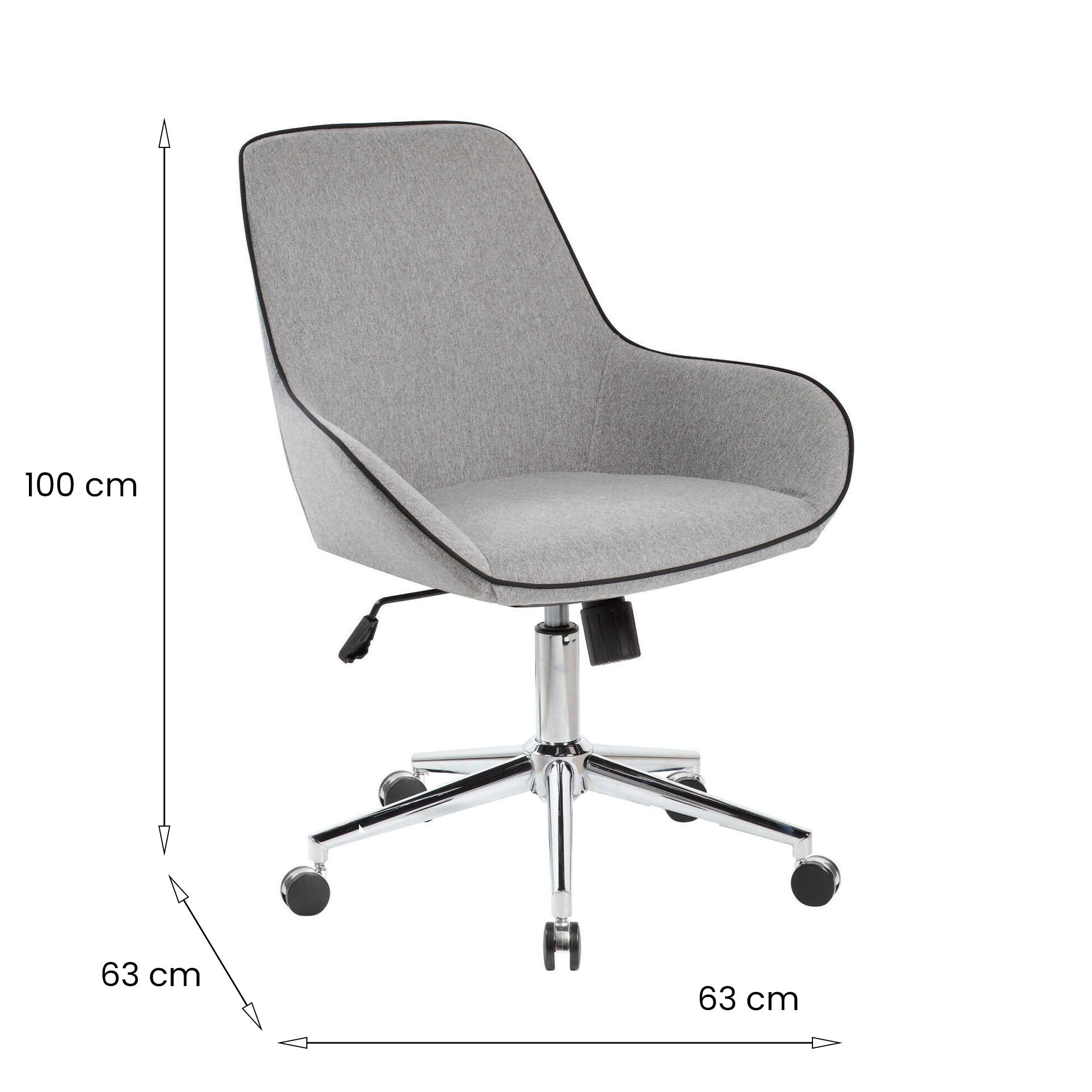 Sedia da ufficio Luminosa, Poltrona operativa con ruote, Seduta ergonomica da ufficio, 66x59h98 cm, Grigio