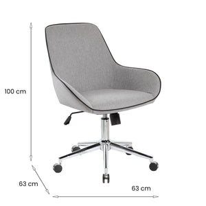Sedia da ufficio Luminosa, Poltrona operativa con ruote, Seduta ergonomica da ufficio, 66x59h98 cm, Grigio